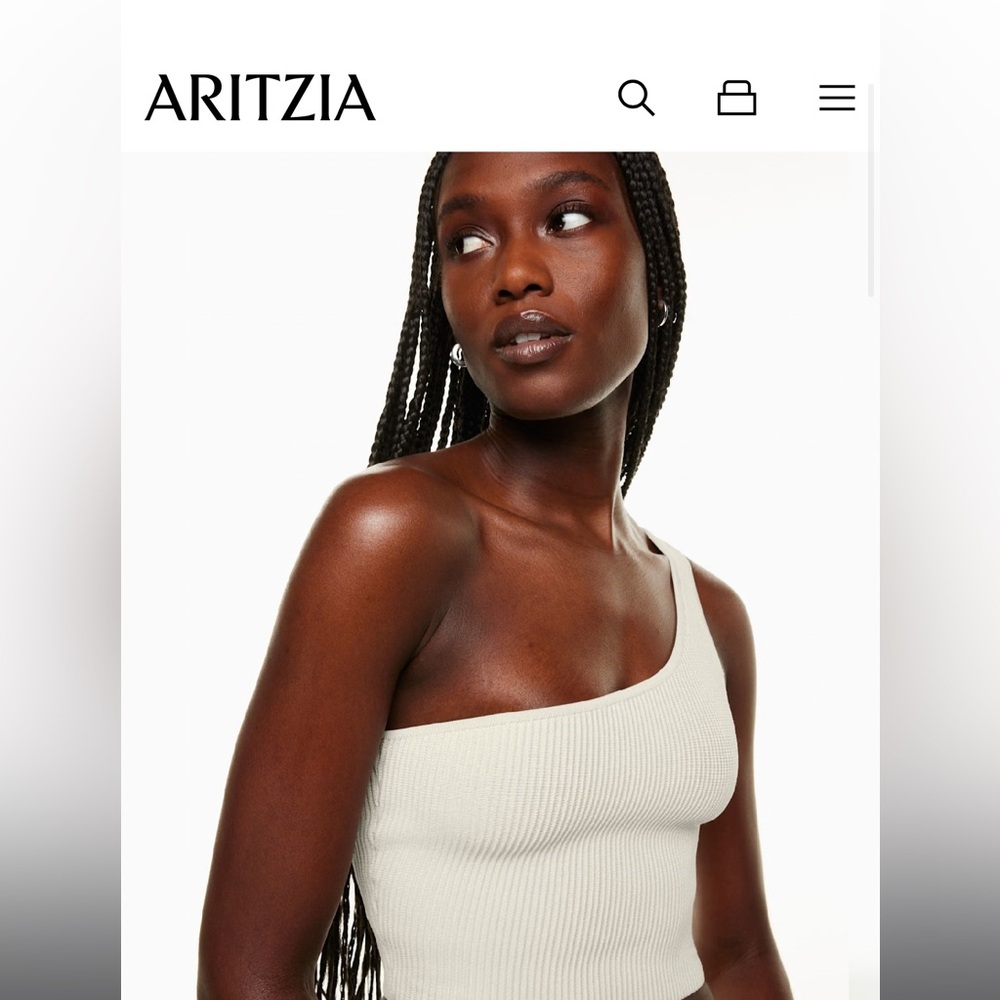 Aritzia Off-Shoulder sculpt knit Top in Light Cream